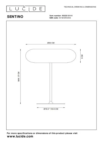 Lucide SENTINO - Table lamp - Ø 30 cm - 3xG9 - Taupe - technical